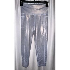 DSG Leggings Girls Size M 10/12 Blue Sparkle Stretch Pockets Great Condition